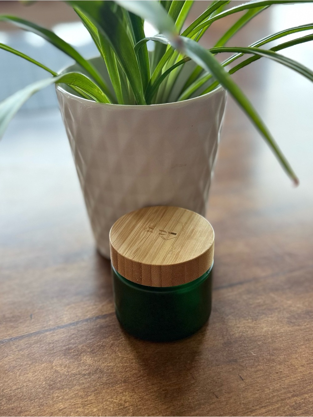 Kate McLeod Green Glass Jar with Bamboo Lid